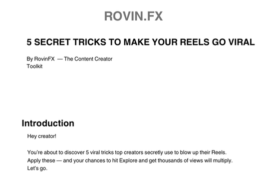 🏷 RovinFx Viral Reels Secrets PDF (₹19 Donation)
