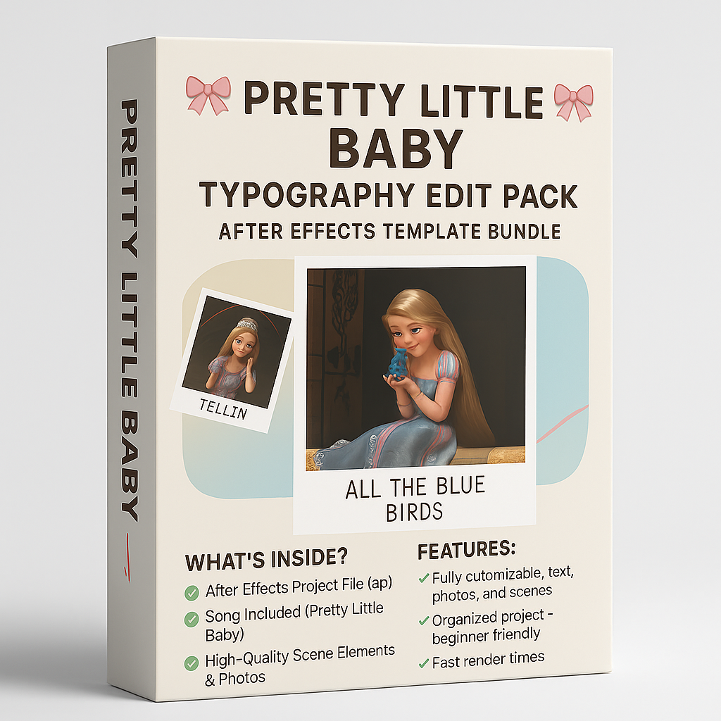 Exclusive Pretty Little Baby – Song Typography Edit | After Effects Template
